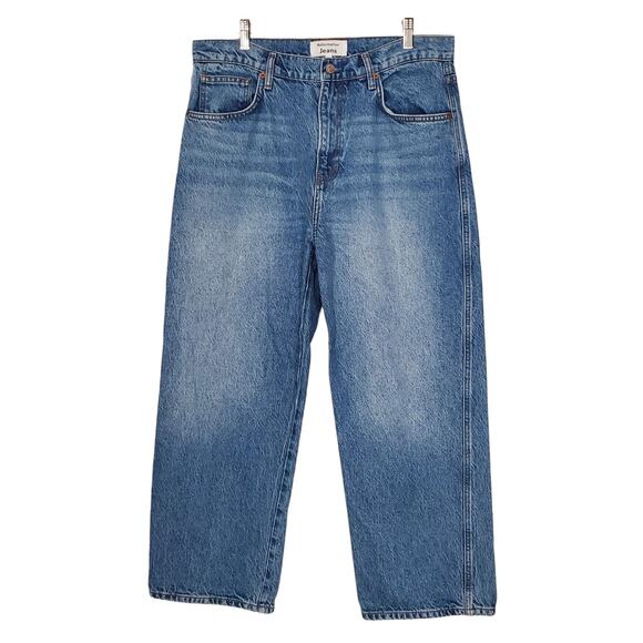 Reformation Val 90s Mid Rise Straight Leg Cropped Jeans Ponce Blue Denim Size 30 - Picture 2 of 8